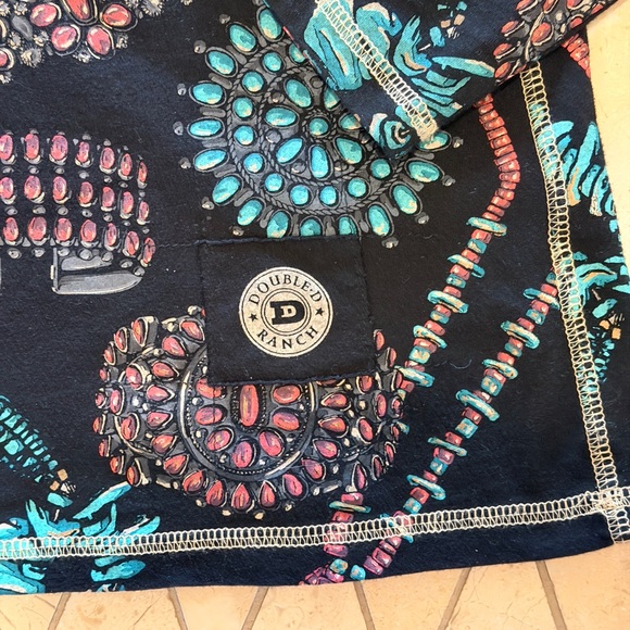 Double D Ranch Black Tee with Beaded and Embroidered embellishments. EUC - Picture 4 of 10